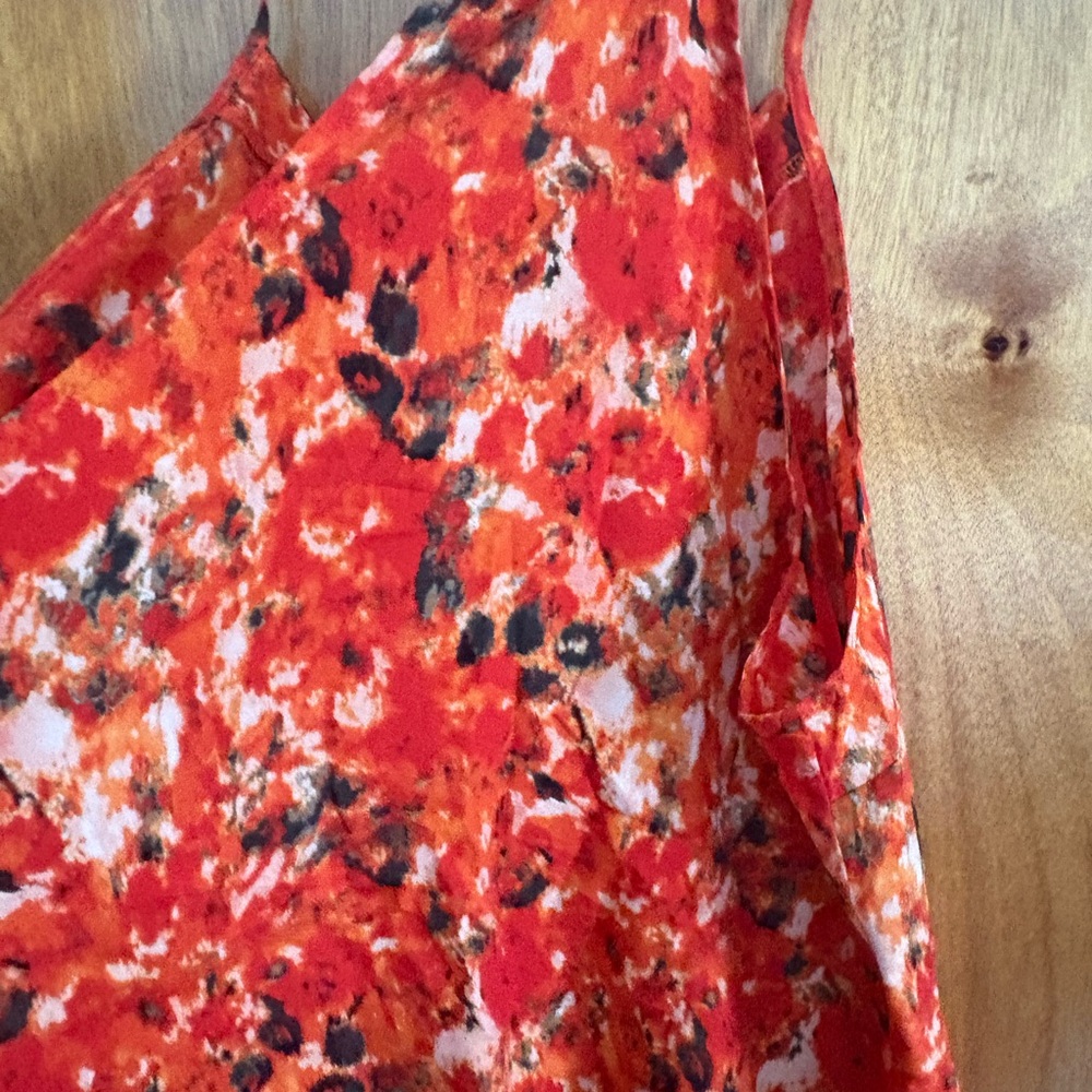 Vibrant Orange and Red Polyester Top XXL
